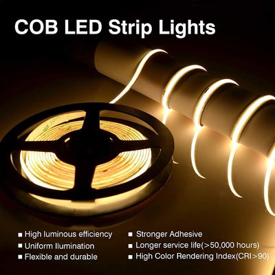 Ra90 LEIDENE van gelijkstroom 480 Chips Cob Led Rgb Flexible Geleide Strook 24v 3000k
