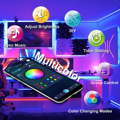 6 aan 36V 15M van 5050 RGB Slimme LEIDENE de Muzieksynchronisatie Muziek kleurt de Lichte Lichten Flexibel Veranderen