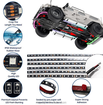 De droom die Kleurenauto Underglow Kit Neon Lights achtervolgt 50cm 120cm maakt waterdicht