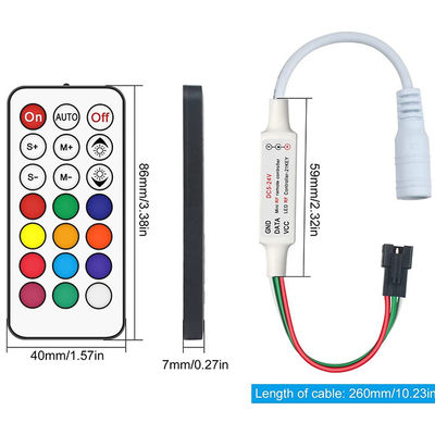 DC5 - 24V van mini21key-van de de Droomkleur HOOFD Lichte ControlemechanismeFor WS2811 WS2812B de Strooklichten