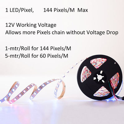 Ws2815 Digitale Rgb Geleide de Gegevenssignalen 60 van Strook Individuele Adresseerbare Daul LEDs 144 Pixel