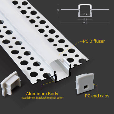Van het LEIDENE het Lichte Kanaal Strokenaluminium met Drywall van PC het Dekking In een nis gezette Profiel van het Pleistergips Geleide Aluminium