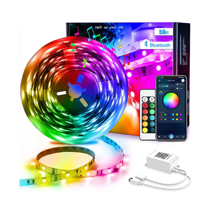6 aan 36V 15M van 5050 RGB Slimme LEIDENE de Muzieksynchronisatie Muziek kleurt de Lichte Lichten Flexibel Veranderen