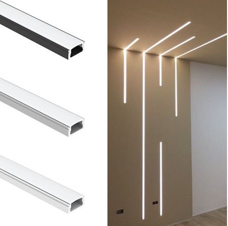 Hoog - van de Vorm verspreidde het Zwarte Alu van kwaliteitsu Kanaal van de de Uitdrijvingshuisvesting Dekking voor Geleid het Profielaluminium van de Verlichtingsstrook Oppervlakte