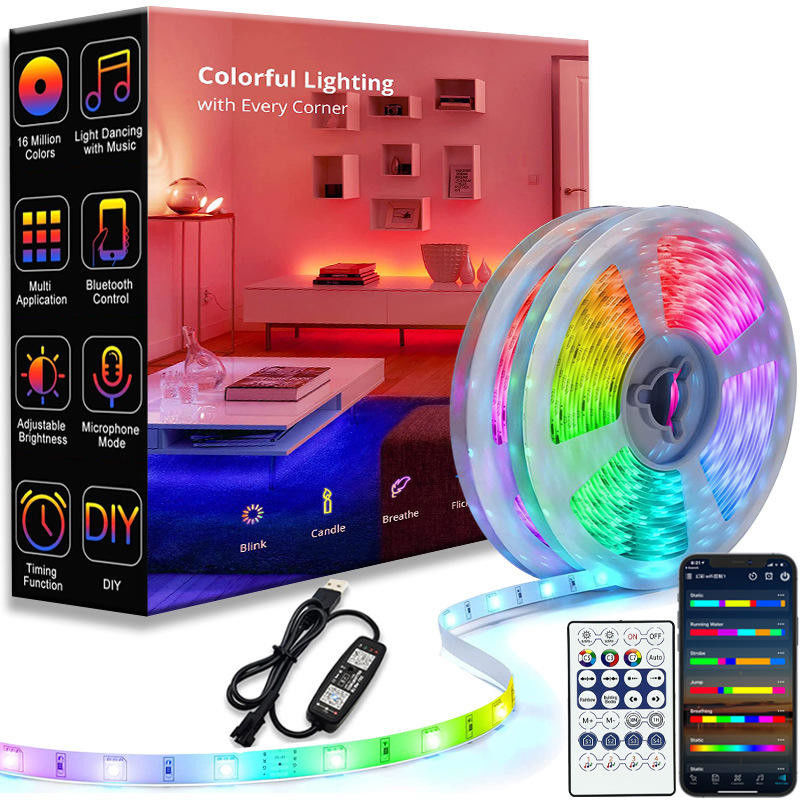 APP Wifi 5V Slimme LEIDENE Strooklichten 5050 SMD RGB voor Vakantiepartij Met afstandsbediening